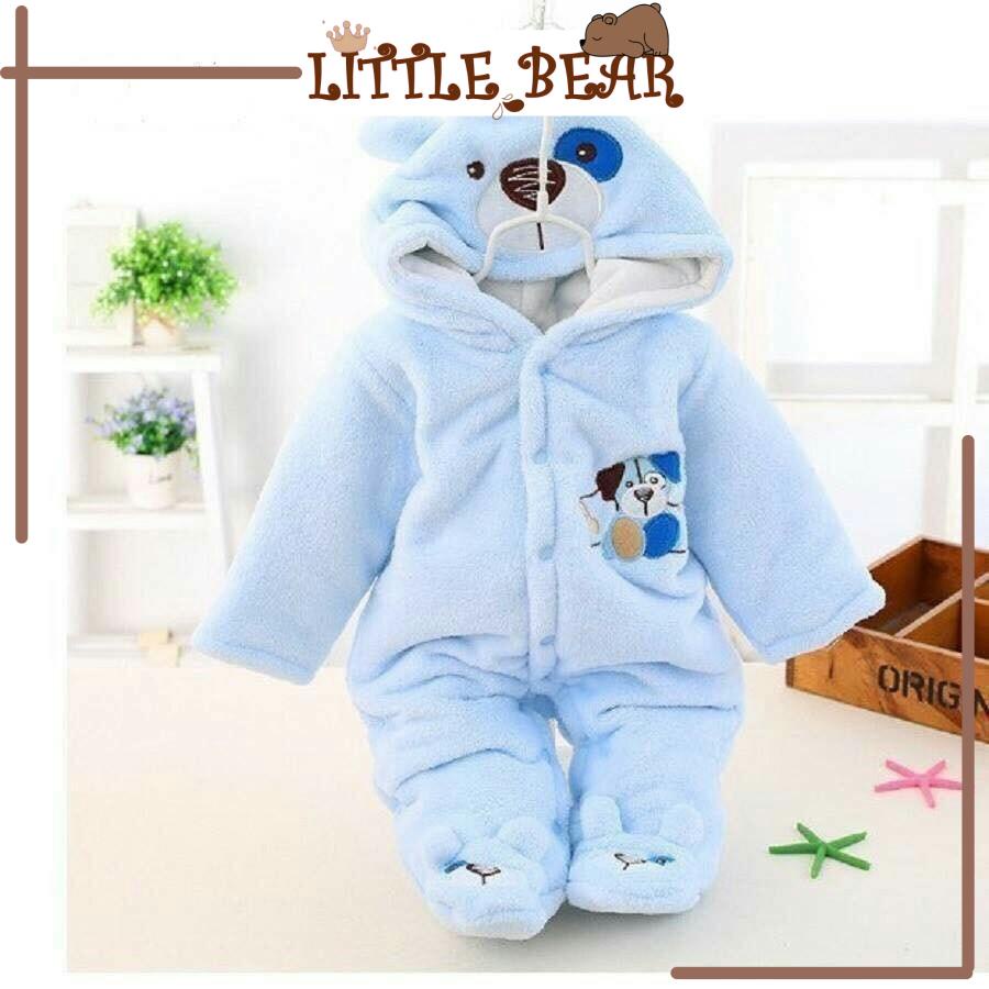 Bộ Ủ Toàn Thân Bông Liền Tất Dày Dặn Cho Bé 0-12 Tháng - Little Bear