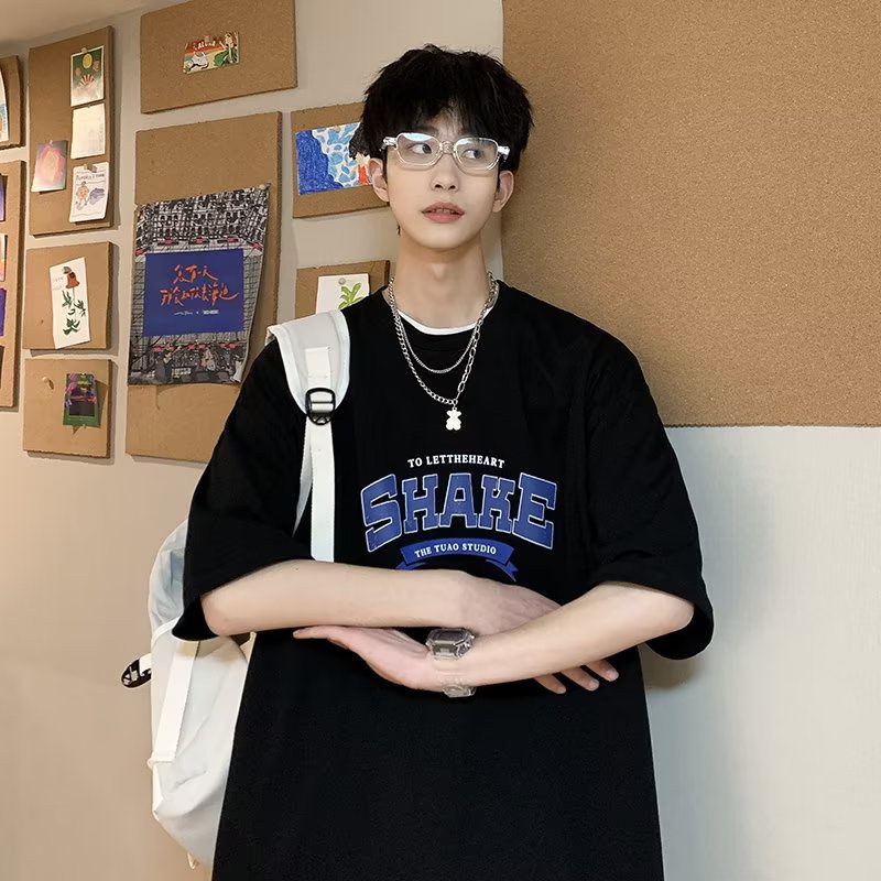 Áo Thun Tay Ngắn Dáng Rộng In Chữ Phong Cách Hip Hop Hàn Quốc Thời Trang Mùa Hè Cho Nam Và Nữ size M-8XL