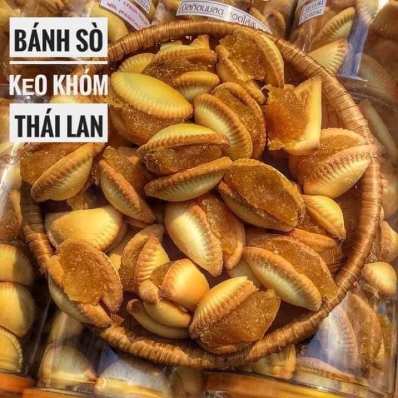 Bánh Sò Khóm Thái Lan 3 Vị Thơm_Dâu_Nho - Bánh Quy Nhân Trái Cây Chua Ngọt  Size Lớn 350GR [Nguyên Ko Bể] giòn thơm ngon