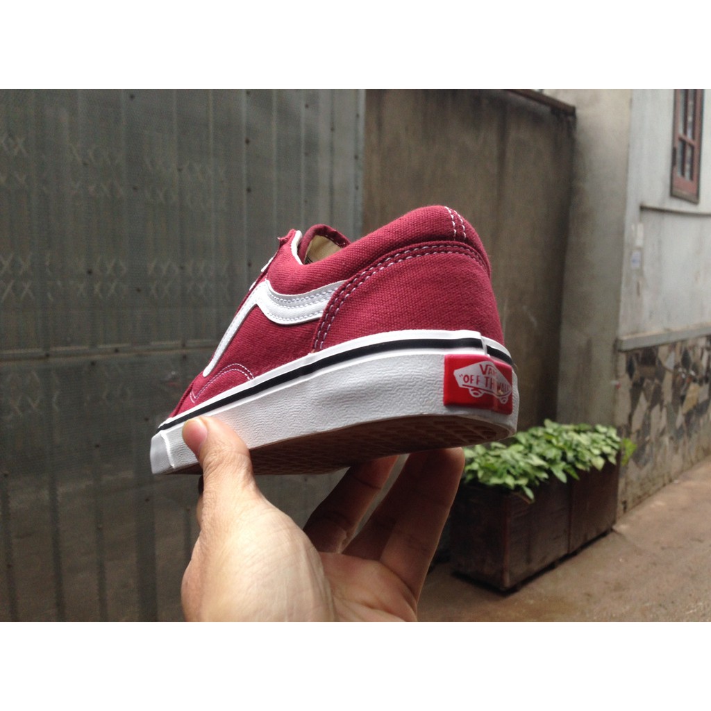 [KÈM HỘP] Giày Vans Old Skool màu đỏ đô đỏ mận