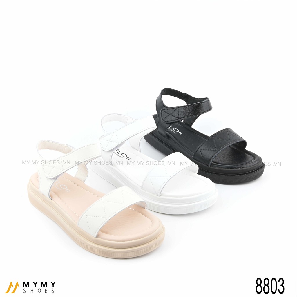 8803 Sandal da lì trần chỉ quai dán đế bánh mì 3p