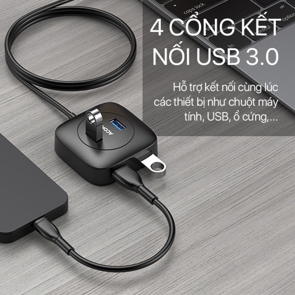 12.12 Hot Deals- HUB USB 3.0 Bộ Chuyển Đổi 4 in1 ACOME AH300 Tốc Độ Truyền Tải Cao Công nghệ IC Mới - Hàng Chính Hãng