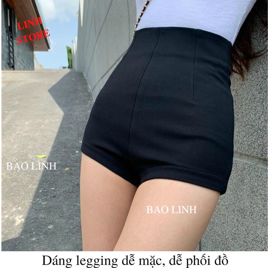 Quần Short Nữ Mặc Nhà LINH STORE Dáng Legging Cạp Chun Lưng Cao Chất Liệu Umi Đẹp Co Dãn