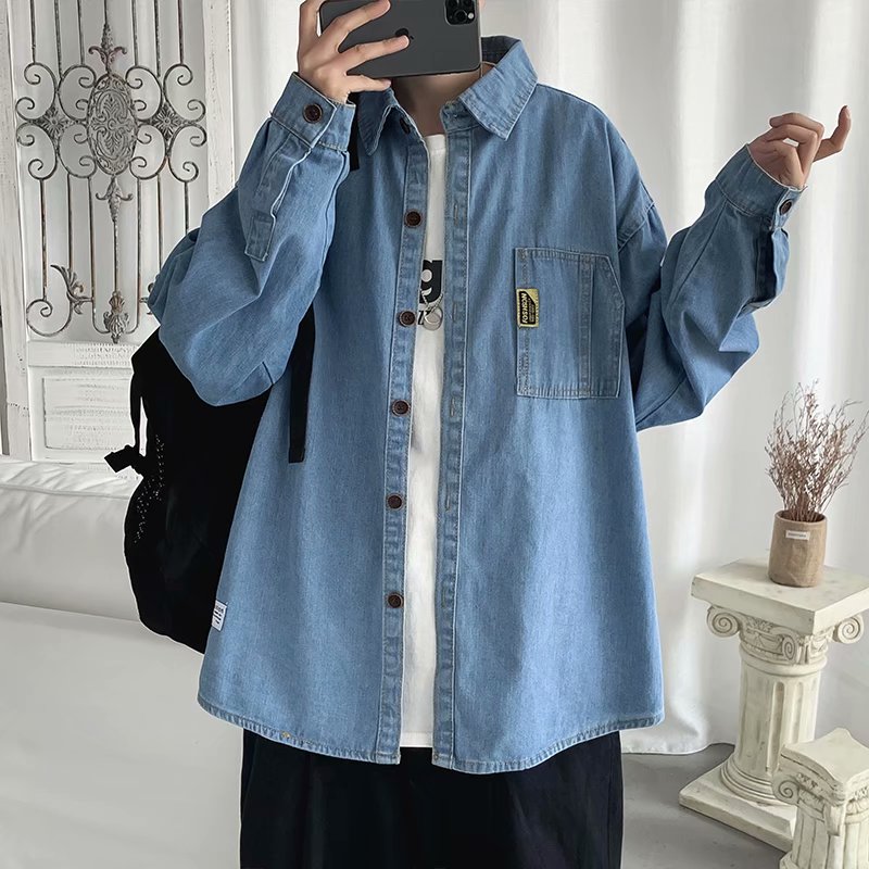 Áo khoác sơ mi jean phong cách Hàn Quốc trẻ trung thời trang dành cho nam