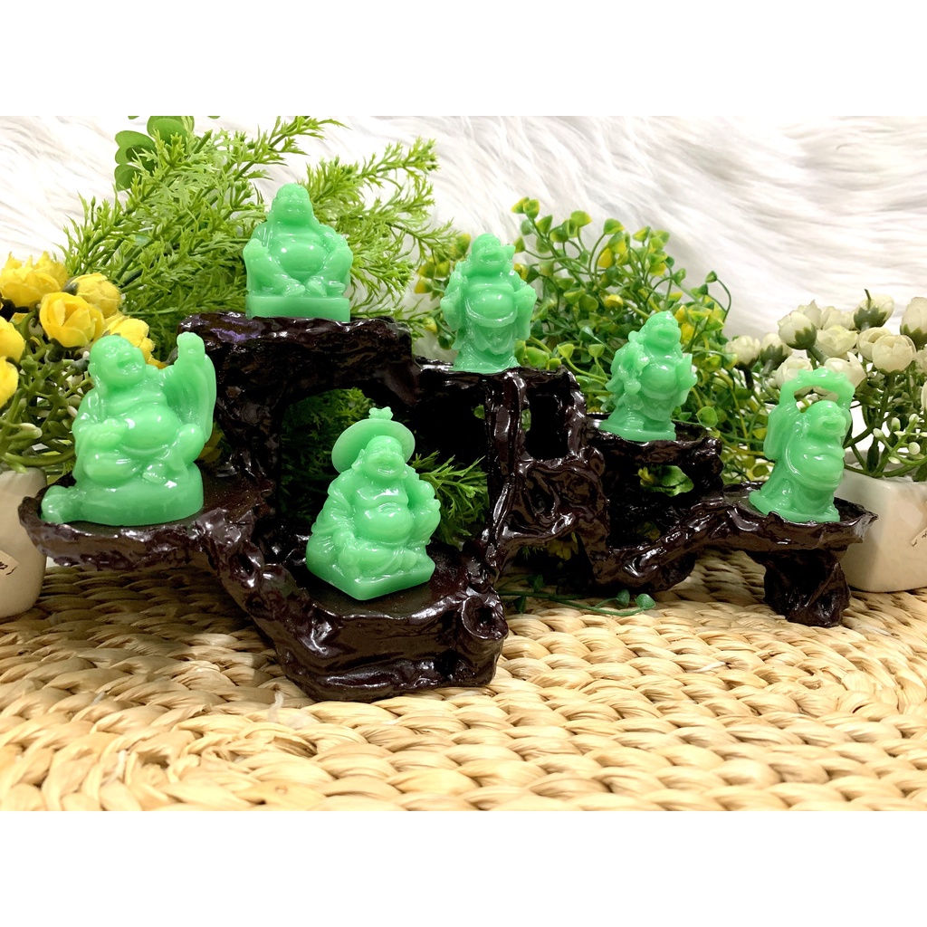 Full Set 6 tượng Bồ Tát Di Lặc Hoan Hỉ Tài Lộc tọa đế 6 chân  ( Hình Thật - Video Thật )