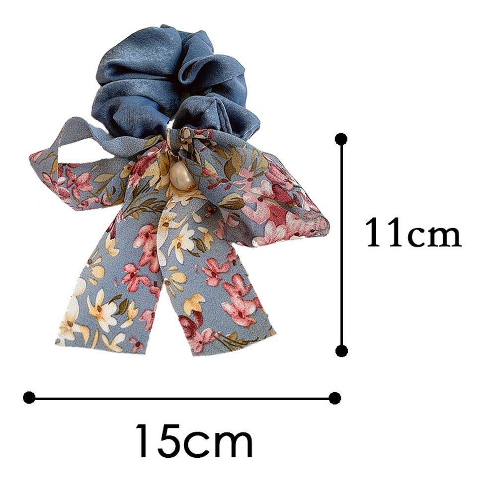 Dây Cột Tóc Ruy Băng Thắt Nơ Họa Tiết Hoa Phong Cách Vintage Hàn Quốc Ngọt Ngào Cho Nữ Giá Đỡ