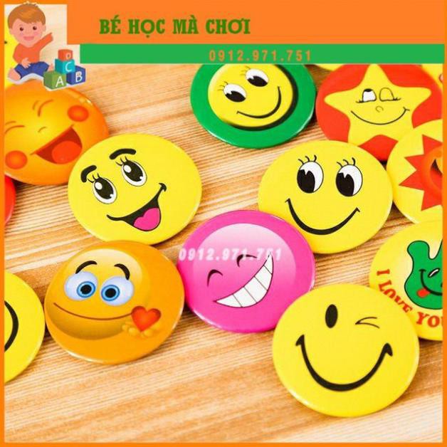 Combo 10 Huy hiệu hình mặt cười nhiều loại ngẫu nhiên loại 3cm