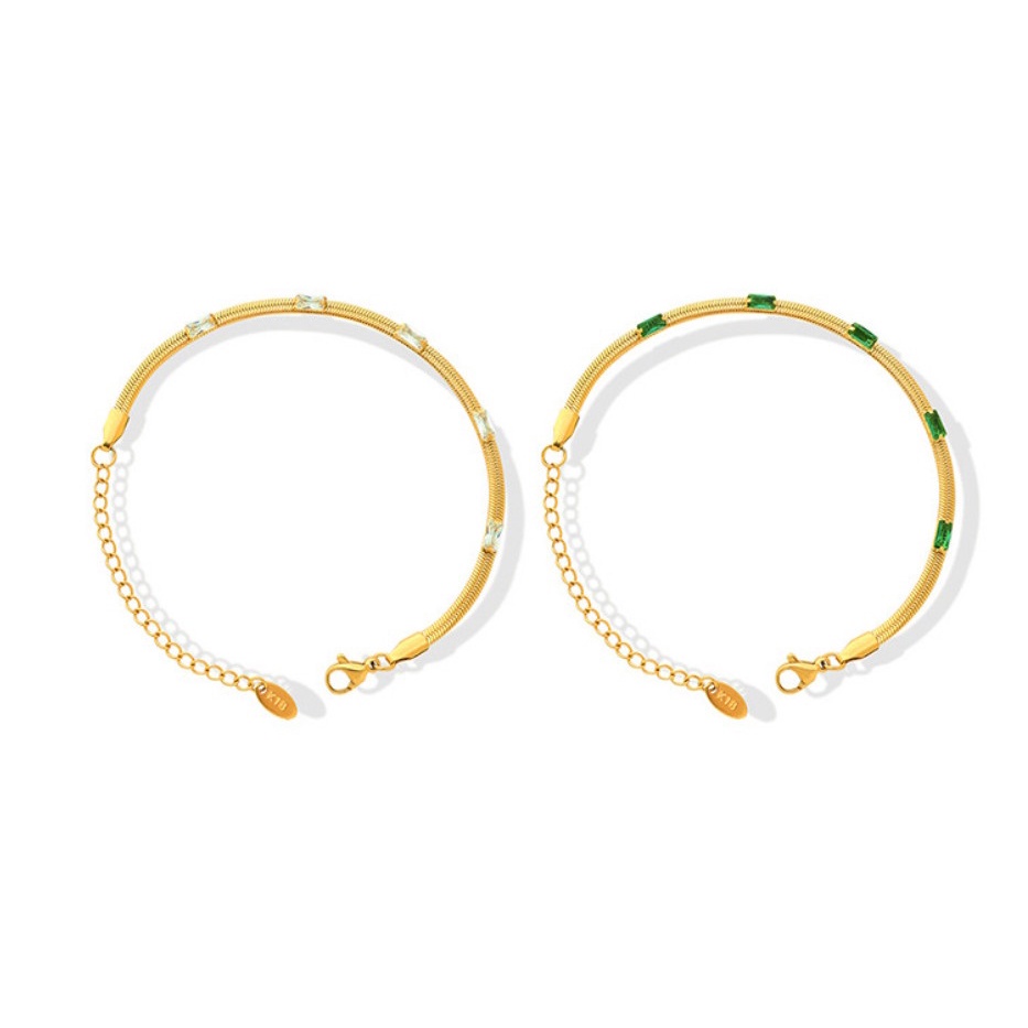 Dây Chuyền Hoặc Lắc Tay Bộ Trang Sức Mì Đính Đá Nhân Tạo Titan Ko Đen TT 4216