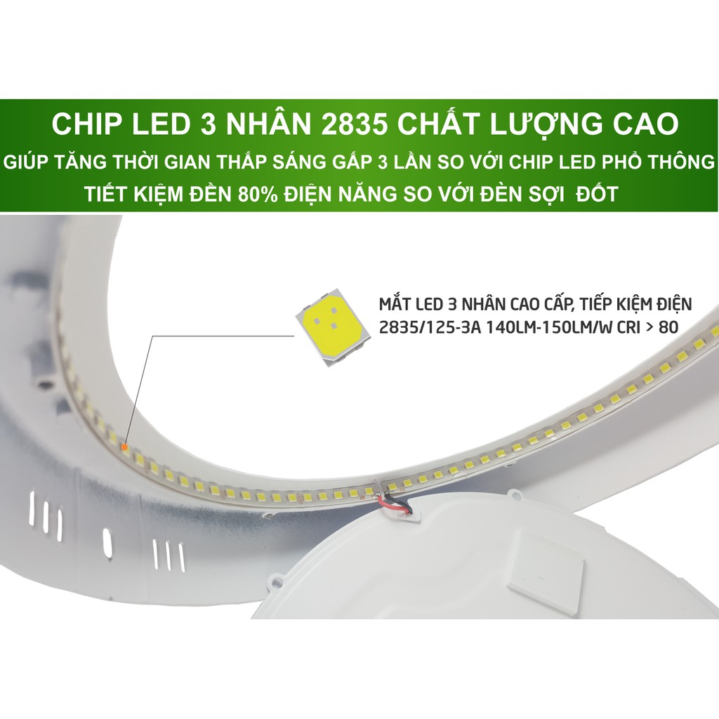 Đèn ốp trần LED siêu mỏng, Tròn (12/18/24W, AS Trắng/Vàng)