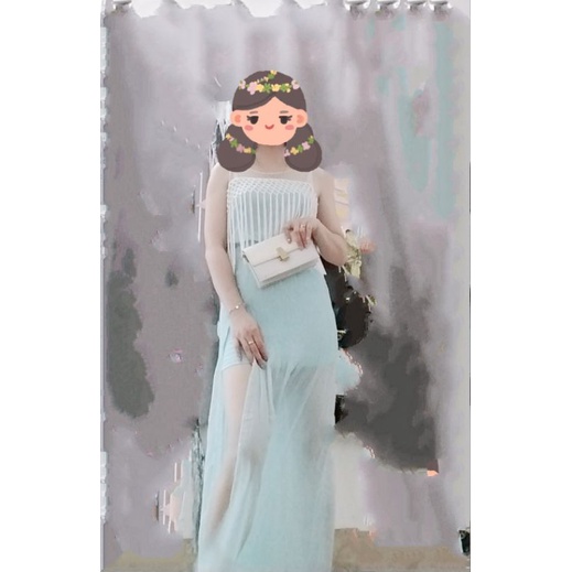 Đầm maxi xanh biển