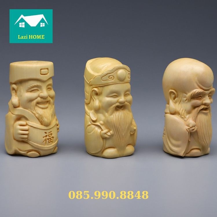 Tượng phật phong thủy gỗ Hoàng Dương cao cấp, Tượng trang trí -M10 tam thọ