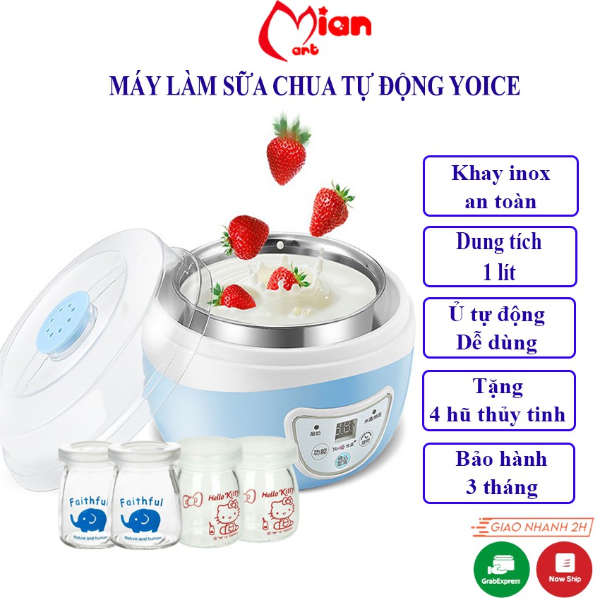 [Ủ tự động] Máy làm sữa chua tự động mini tại nhà YOICE tặng 4 hũ thủy tinh cao cấp - MIAN MART