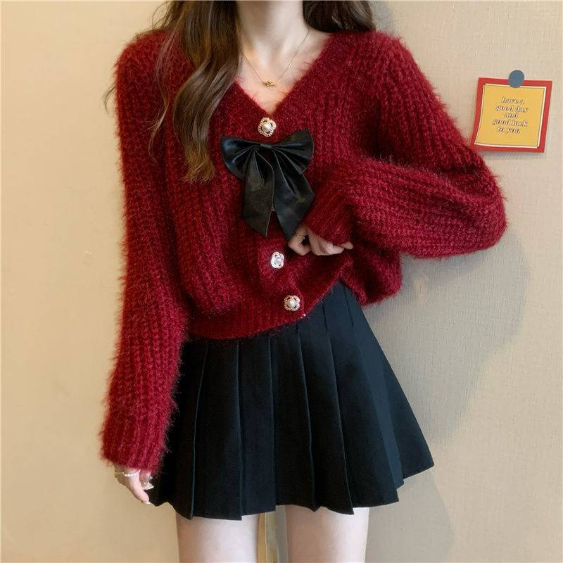 Áo Len Thắt Nơ Phong Cách Preppy Kiểu Mới