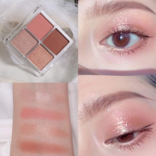 [Hàng mới về] Bảng phấn mắt 4 màu lì và ngọc trai tông trà sữa trang điểm phong cách Nhật