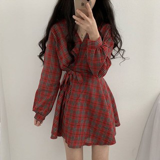 [ORDER TAOBAO] VÁY KẺ CARO THẮT DÂY