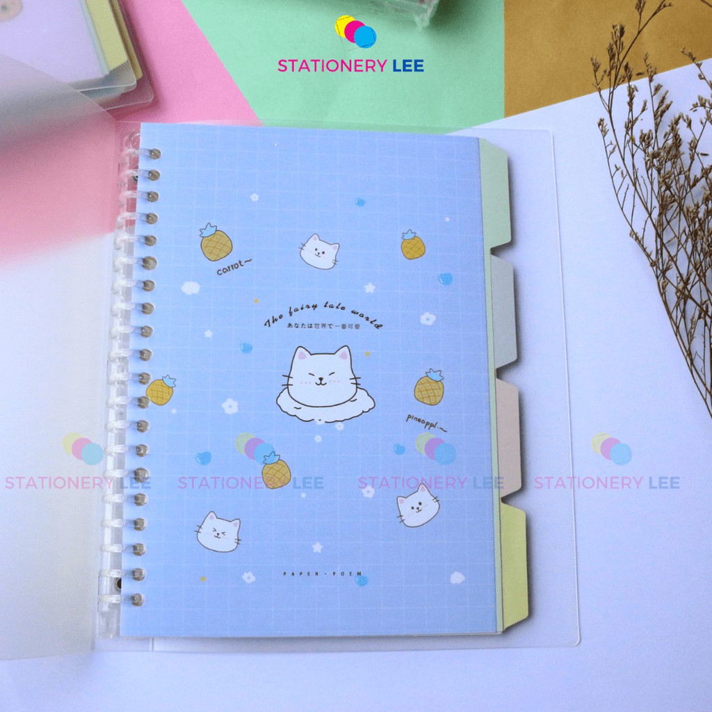 Sổ Bìa Còng Nhựa Trong Loose Leaf Hình Cute - A5 20 lỗ - Tặng Sẵn 200 Trang LINE.