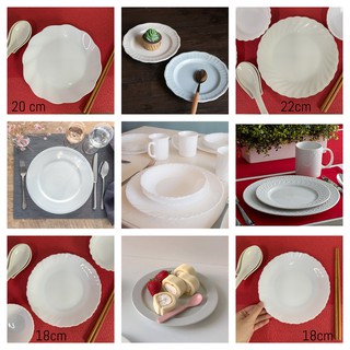 Dĩa tròn trắng trơn hiệu Arcopal Pháp