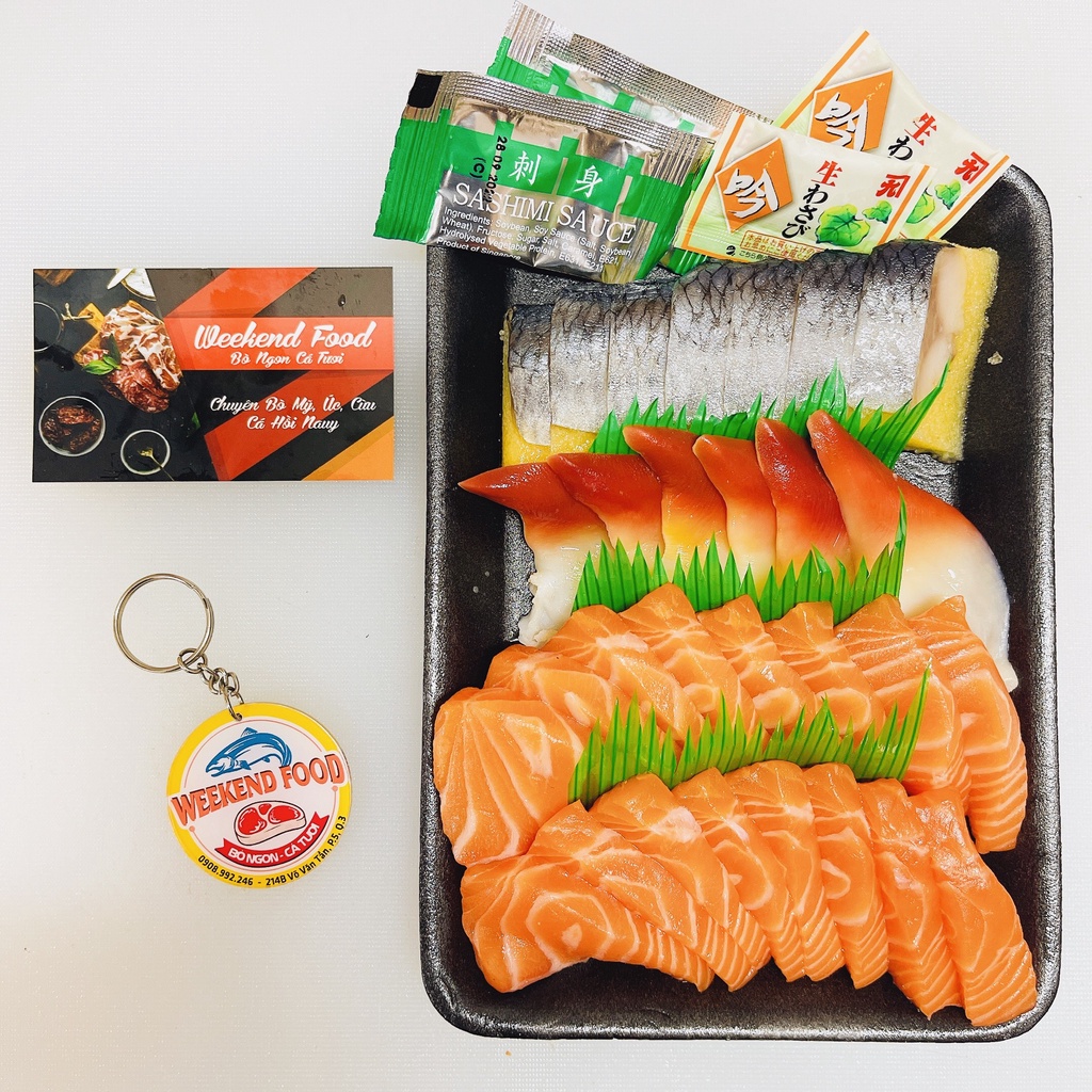 [GIAO HỎA TỐC TPHCM] Sashimi Set Cá Hồi - Cá Trích - Sò Đỏ - Bạch Tuộc kèm nước chấm và đồ ăn kèm [CHUẨN VỊ NHÀ HÀNG]