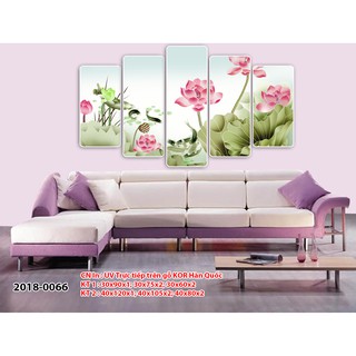 Tranh Treo Tường Cá Hoa Sen 3D Cao Cấp, Tranh In trực tiếp trên gỗ nhập khẩu Hàn Quốc