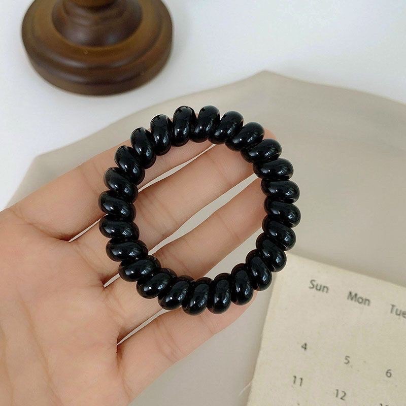 Dây buộc tóc lò xo nhựa xoắn màu đen - Dây chun buộc tóc lò xo