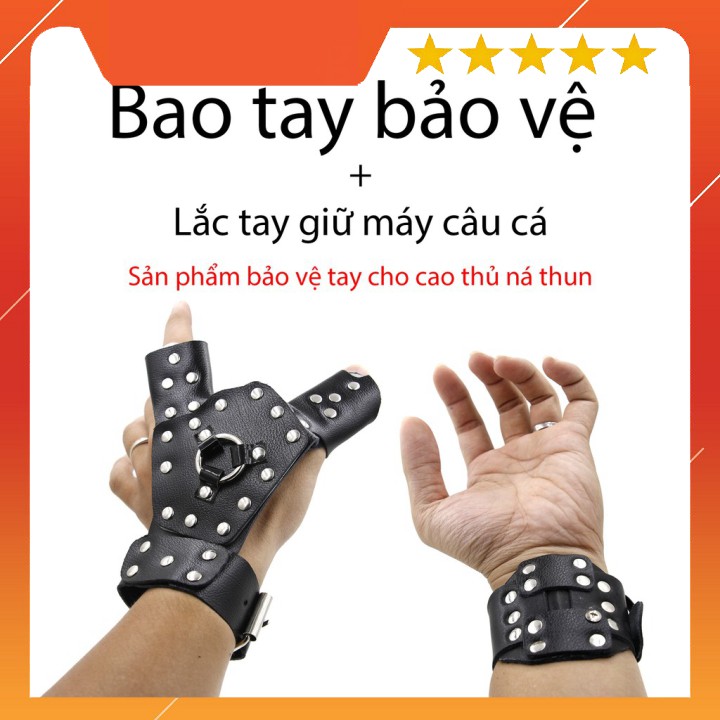 (Tay Trái) Bộ bao tay thép bảo vệ cho xạ thủ bắn ná thun - ná tên (Có lắc tay treo máy bắn cá tiện lợi)