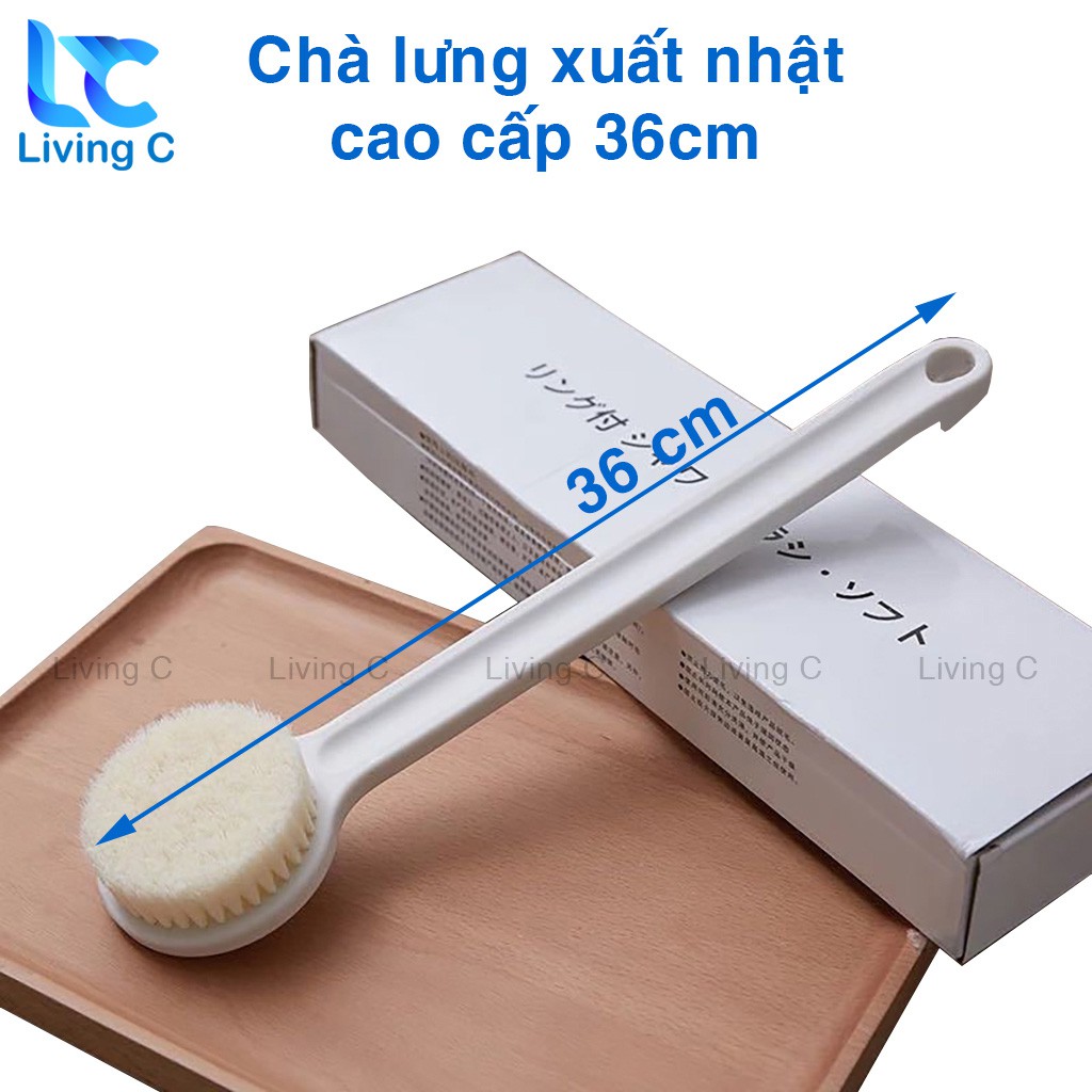 Bàn chải chà lưng cán dài Living C, cọ chà lưng cao cấp xuất Nhật lông siêu mềm _CLN