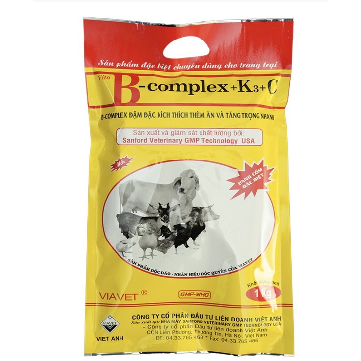 Vita B-COMPLEX+K3+C wsp 1kg Kích thích thèm ăn,Tăng Trọng Nhanh. Bcomplex Cần Thiết Trong Quá Trinh Chăn Nuôi Năng Suất