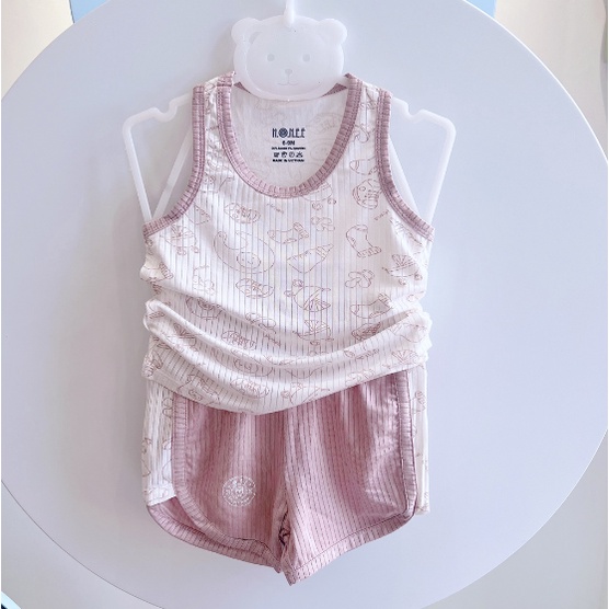 Bộ ba lỗ Modal in họa tiết cho bé từ 9 tháng