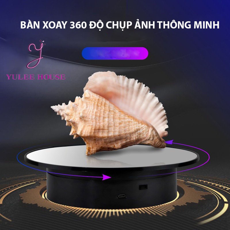 ĐẾ XOAY HỖ TRỢ CHỤP ẢNH SẢN PHẨM TỰ ĐỘNG 360 ĐỘ ĐƯỜNG KÍNH 20CM - SẠC USB - BH 1 THÁNG