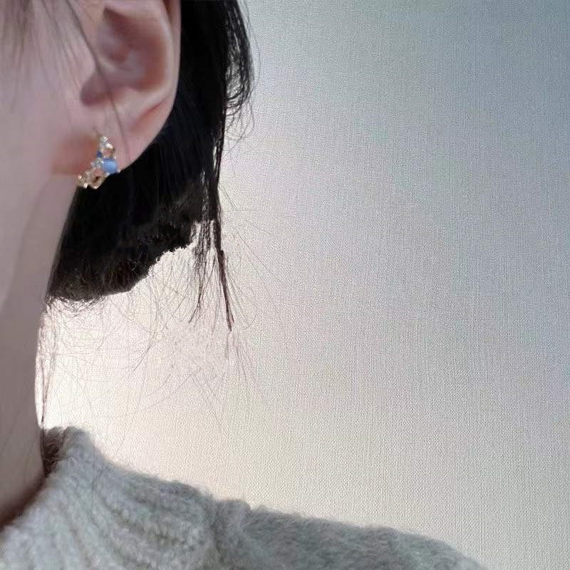 Khuyên Tai Đính Đá Opal Màu Sắc Thời Trang Cho Nữ