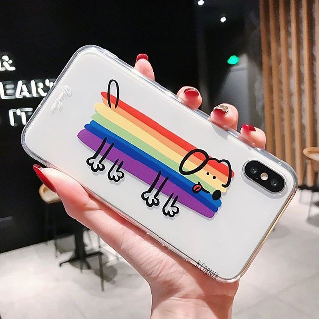 Ốp Lưng Điện Thoại Trong Suốt Chó Bảy Màu - CAS2054