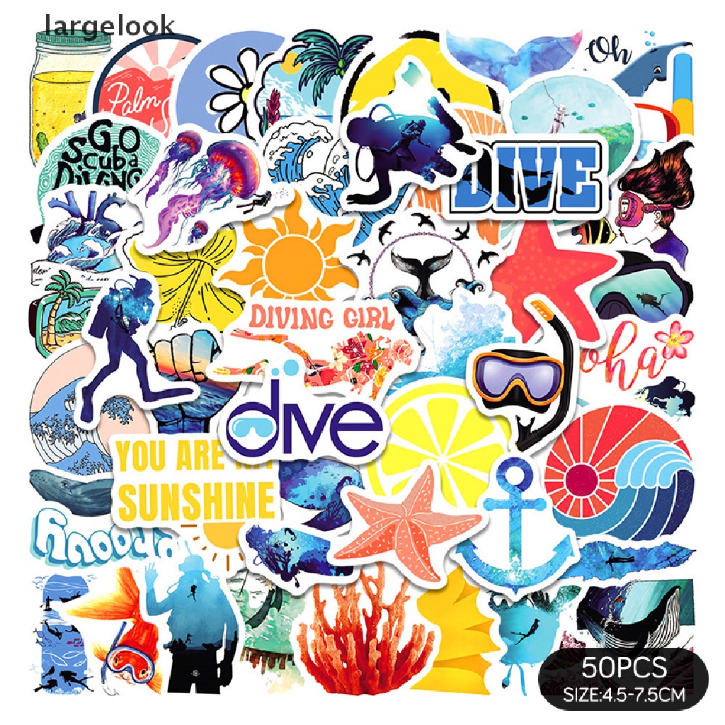 Bộ 50 Miếng Dán Chống Thấm Nước Dùng Trang Trí Ván Trượt / Điện Thoại ♨Nóng Bỏng