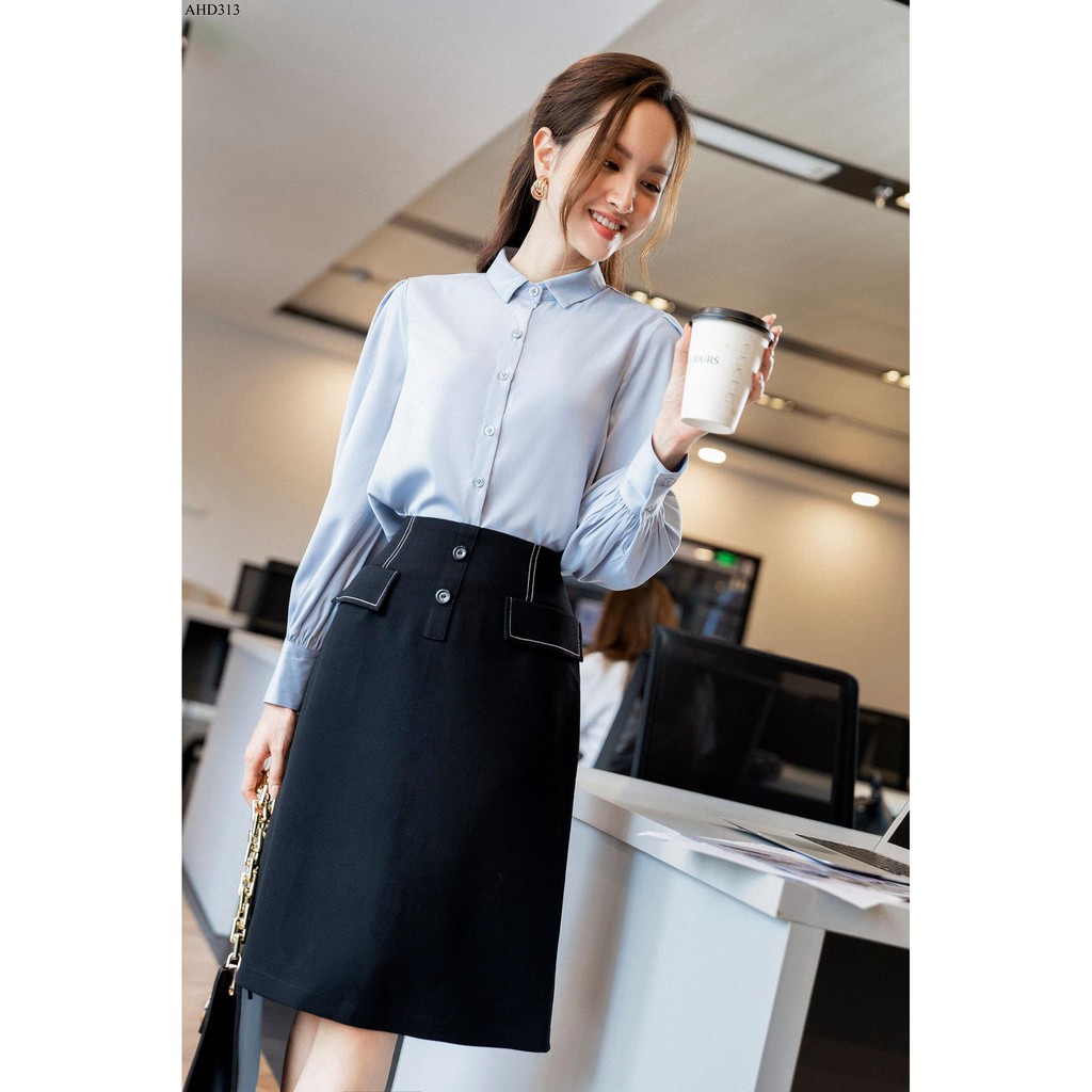 [Mã FAMARAL2 giảm 10K đơn 50K] Áo sơ mi basic cổ đức tay măng sec 2 khuy TIIN STORE AHD313