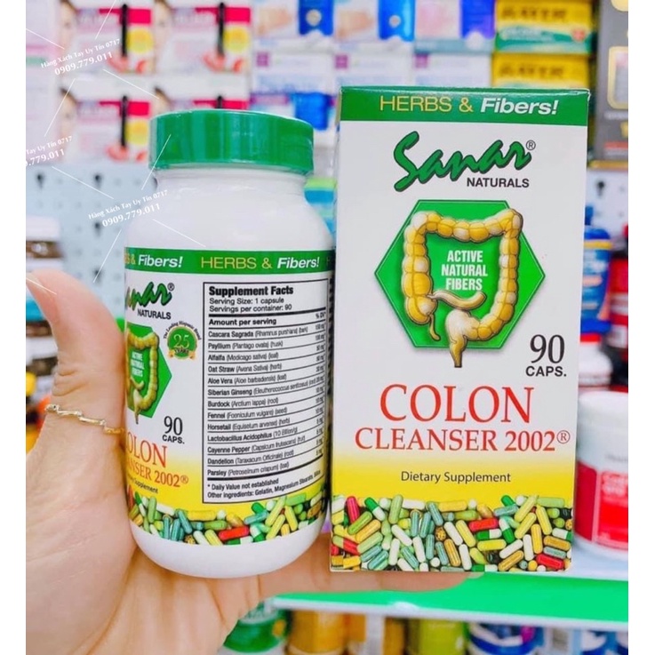 90 viên detox thanh lọc cơ thể Sarar Herbs Fibers Colon Cleanser Mỹ thải độc làm sạch đại tràng