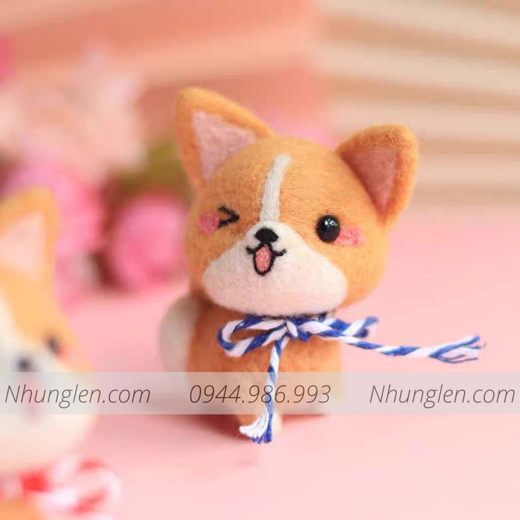 Bộ len chọc Hình Chó Corgi giành cho người mới bắt đầu - Handmade, chọc len, len thô