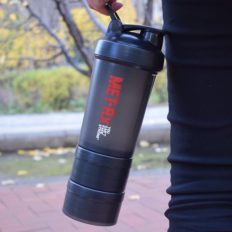 Bình Lắc Shaker Tập GYM 3 Ngăn 500ml Chế Sữa Protein - Đa Năng