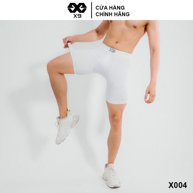 Quần Short Legging Thun Nam Ngắn Giữ Nhiệt Bó Cơ - LocalBrand X9 - Tập Gym Đá Bóng Yoga Chạy Bộ - X004 Trắng