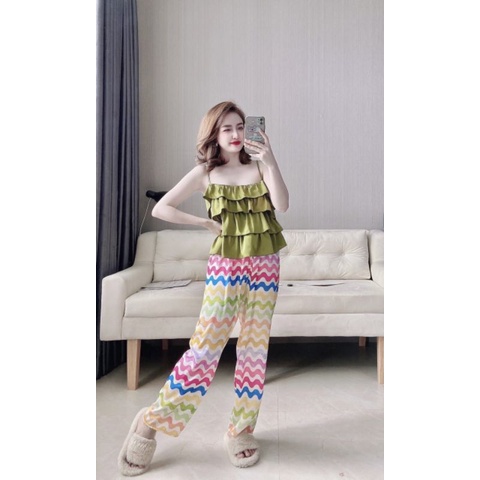 [ Cập nhât màu mới] Bộ lụa hai dây họa tiêt xinh xắn | BigBuy360 - bigbuy360.vn