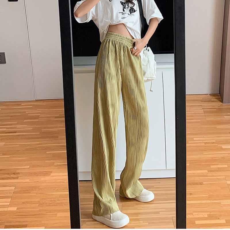 Quần dài IELGY dáng rộng mỏng lưng cao thời trang tùy chọn màu sắc dành cho nữ