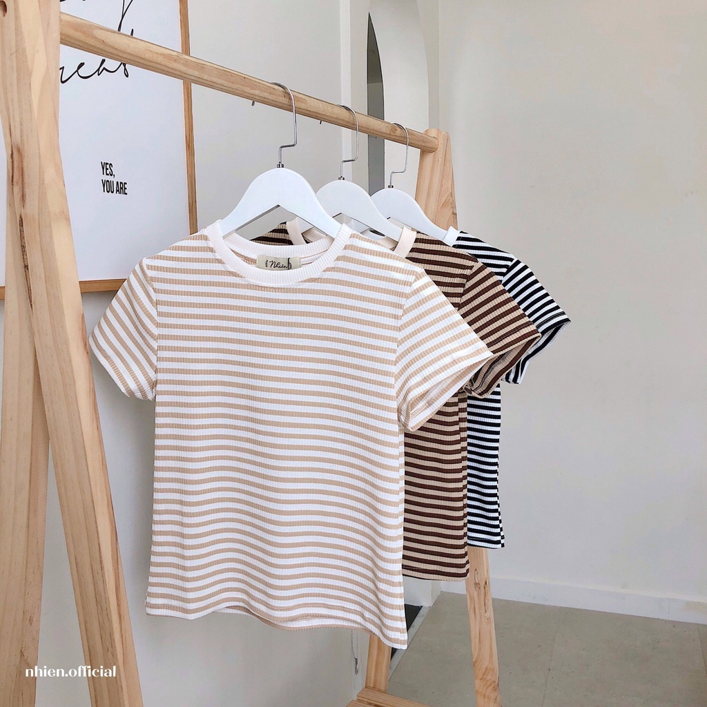 Áo thun tay ngắn kiểu Hàn Quốc áo thun sọc ngang nhiennhienvintage BT55