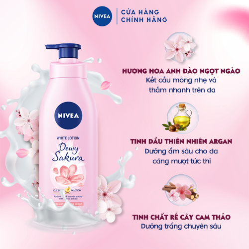Bộ đôi Sữa dưỡng thể dưỡng trắng NIVEA hương hoa Hồng &amp; Sakura (350ml/chai)