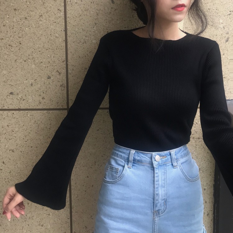 Áo Sweater Nữ Tay Loe Cổ Tròn Thời Trang Xuân Thu Phong Cách Hàn Quốc | BigBuy360 - bigbuy360.vn