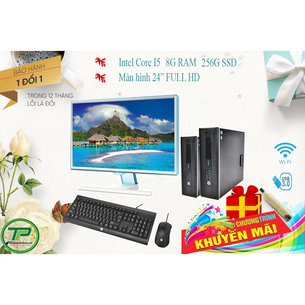 BỘ MÁY TÍNH VĂN PHÒNG CỰC XỊN INTEL I7,I5 8G SSD 256G MÀNH HÌNH 24 INCH