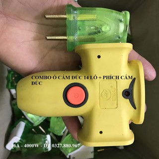Ổ cắm đúc,phích cắm đúc 14 lỗ lõi đồng có đèn led báo