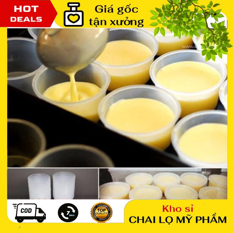 Hũ làm caramen, hủ bánh flan, khuôn làm bánh flan có nắp bằng nhựa 100% , phụ kiện du lịch