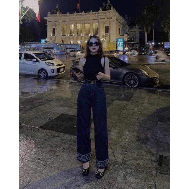 Quần Jean nữ dáng suông chất bò dày dặn hàng quảng châu