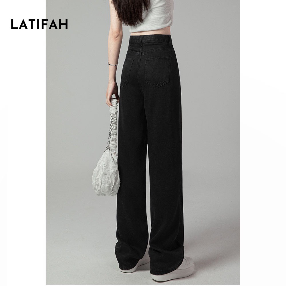 Quần baggy jeans nữ LATIFAH ống rộng đơn giản dài 98cm QD026