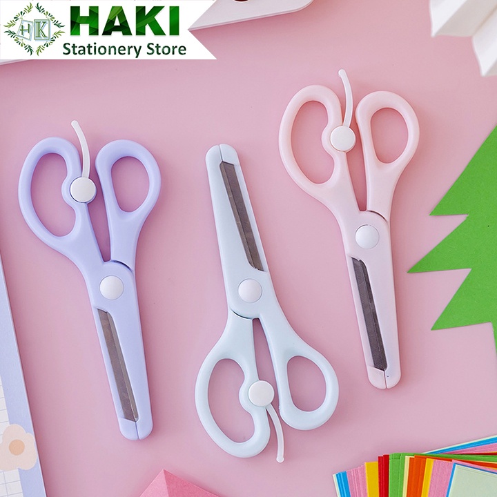 Kéo cắt giấy HAKI, kéo cắt thủ công nhiều kiểu an toàn tiện dụng trang trí K01 DIY