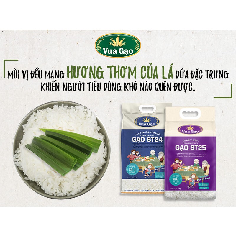 Gạo thơm Vua Gạo ST25 túi 5kg