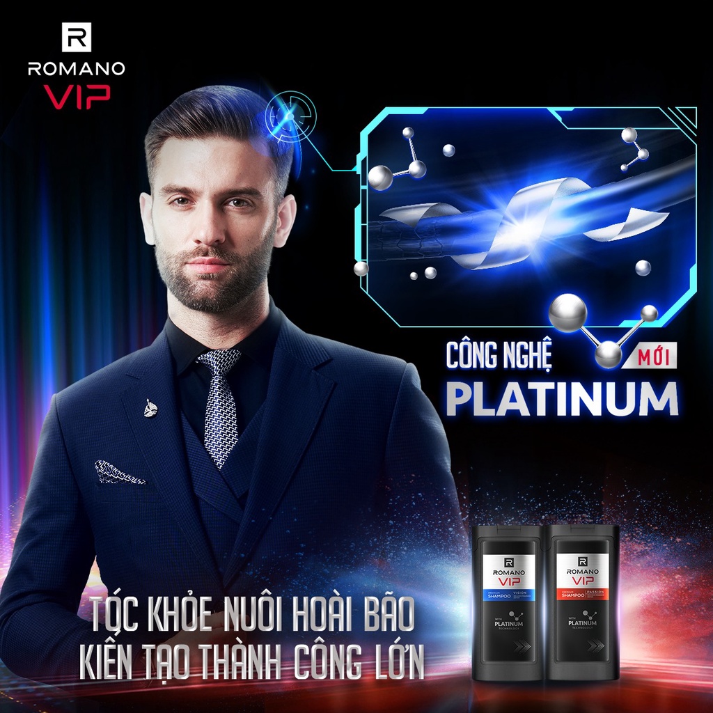 Dầu Gội Cao Cấp Romano Vip Hương Nước hoa Chai 650g Tặng Sữa Tắm Romano Vip 150g